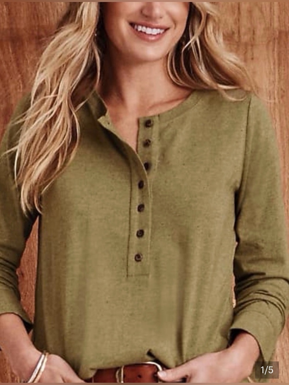 J. Jill Olive Henley Long Sleeve Top